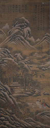 Shen Du, silk scroll, ink figure story