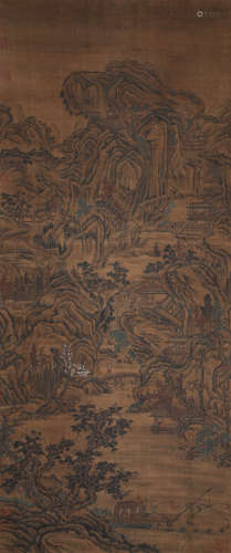 Qiu Ying, silk scroll, ink landscape