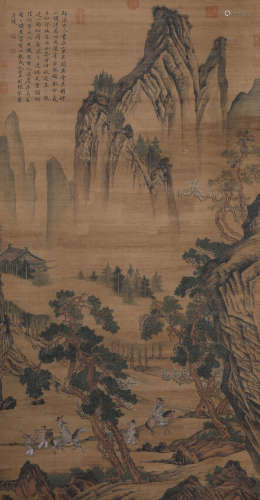 Zhang Zongchang, silk scroll, ink figure story