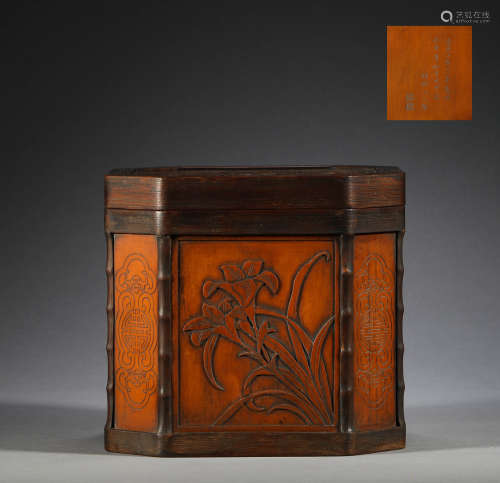 In the Qing Dynasty, bamboo carving yellow box