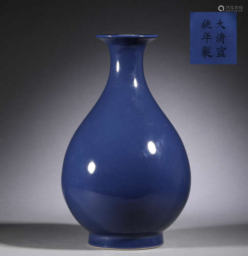 Qing Dynasty, monochrome glazed jade pot, spring bottle