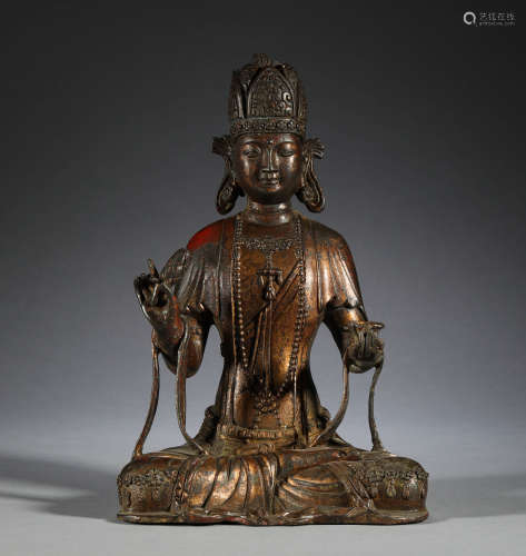 In the Ming Dynasty, the bronze gilded Dali Buddha Guanyin s...