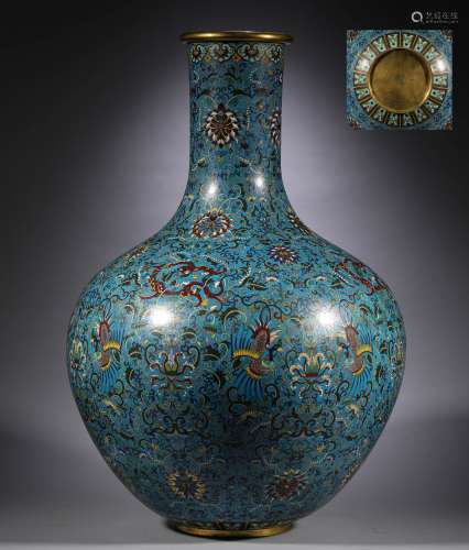 Qing Dynasty, copper tire Jingtai blue sky ball bottle