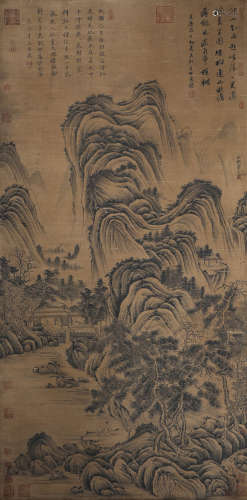 Anonymous, silk scroll, ink landscape