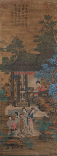 Qiantang, silk scroll, ink figure story