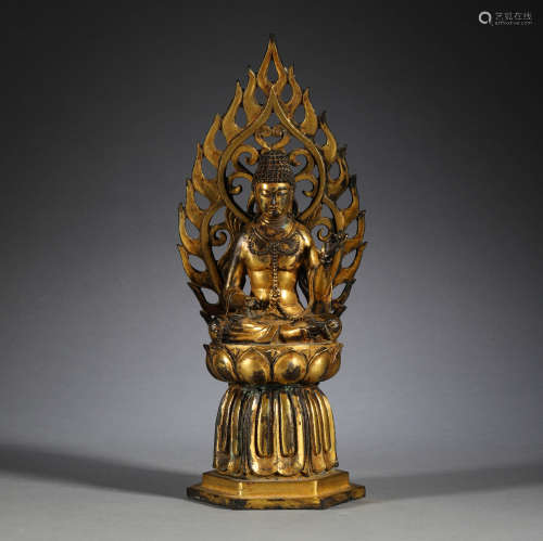 In the Northern Wei Dynasty, bronze gilded Buddha statues