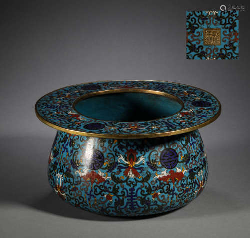 Qing Dynasty, copper Cloisonne hand basin