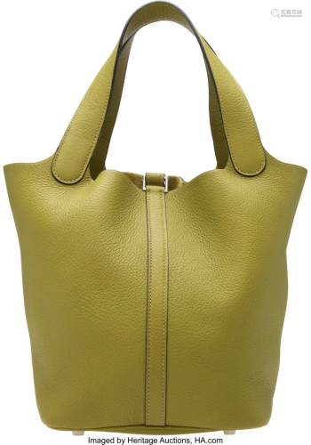 Hermès Vert Anis Clemence Leather Picotin MM Ba