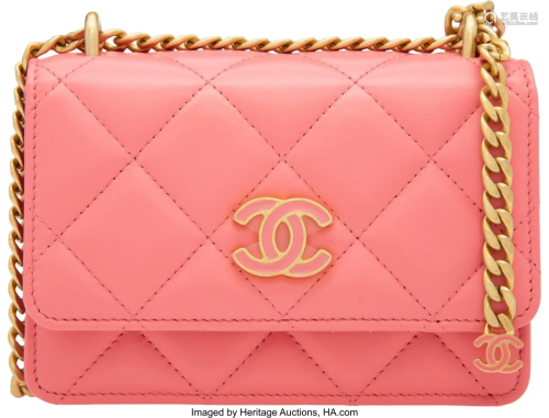 Chanel Pink Quilted Lambskin Leather 19 Wallet o