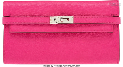 Hermès Rose Tyrien Chevre Leather Kelly Wallet