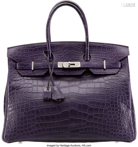 Hermès 35cm Matte Amethyst Alligator Birkin Bag