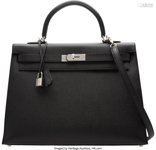 Hermès 35cm Black Epsom Leather Sellier Kelly B