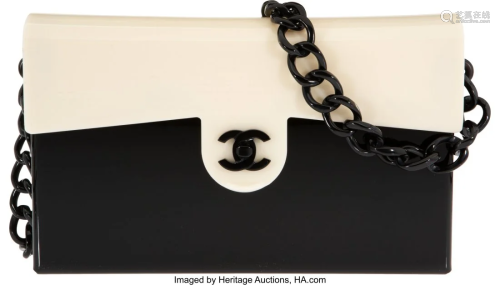 Chanel Black & Cream Acrylic Medium Flap Bag Con