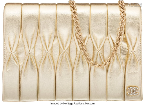 Chanel Metallic Gold Lambskin Leather Evening Ba
