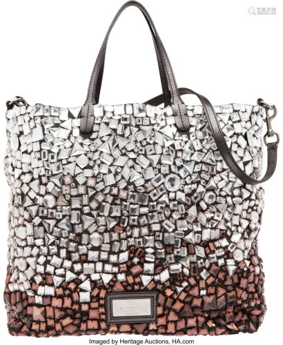 Valentino Silver & Brown Crystal Tote Bag with S