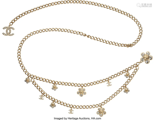 Chanel Vintage Crystal Flower Chain Belt with Go