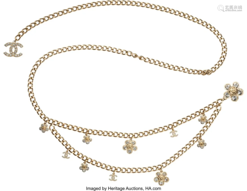 Chanel Vintage Crystal Flower Chain Belt with Go