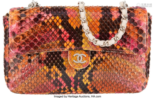 Chanel Vintage Pink Multicolor Python Mini Flap