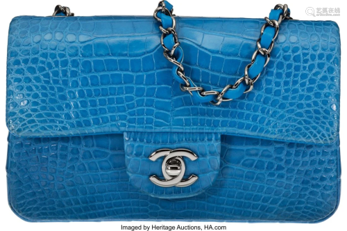 Chanel Matte Electric Blue Alligator Mini Classi