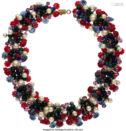 Chanel Multicolor Gripoix & Pearl Cluster Neckla