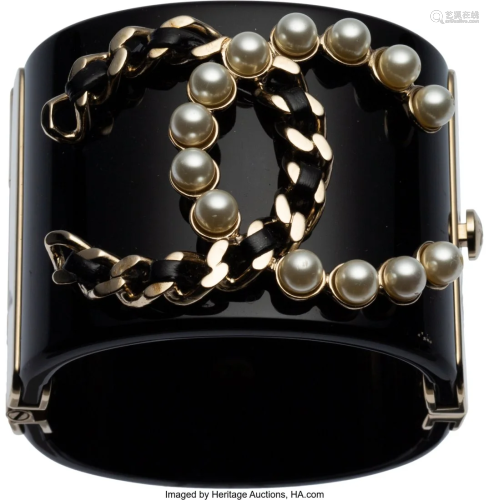 Chanel Black Resin CC Pearl, Leather, and Chain