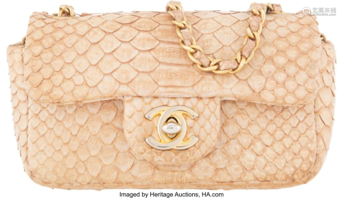 Chanel Beige Python Mini Flap Bag with Gold Hard
