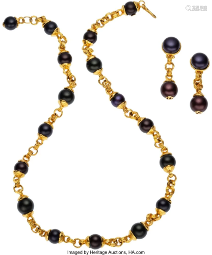 Purple Pearl Necklace and Ear