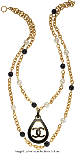 Chanel Runway Black Bead and Pearl Double Strand