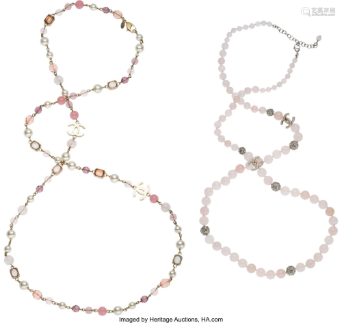 Pink Stone and Pearl Necklace