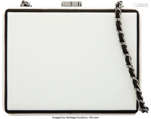 Chanel White Lambskin Leather Evening Bag with S