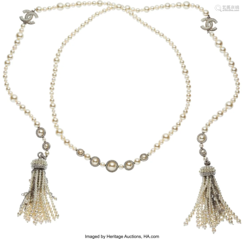 Chanel Pearl, Crystal, and Chain Wrap Necklace w