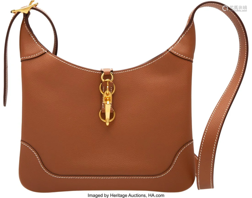 Hermès Gold Evercolor Leather Trim Duo 24 Bag w