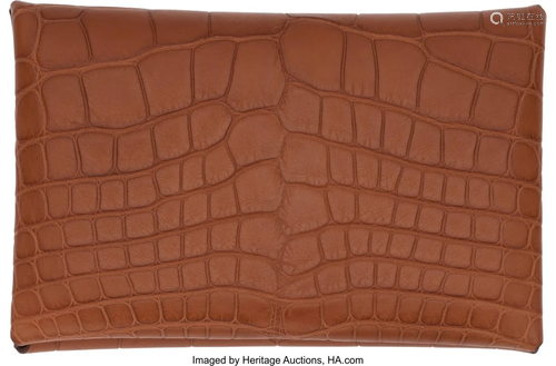 Hermès Gold Matte Alligator Calvi Card Holder w