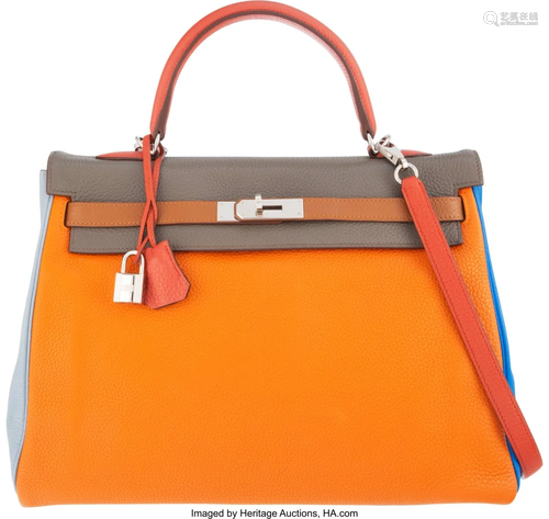 Hermès Limited Edition 35cm Orange H Arlequin H