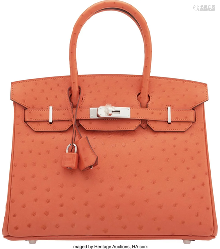 Hermès 30cm Tangerine Orange Ostrich Birkin Bag