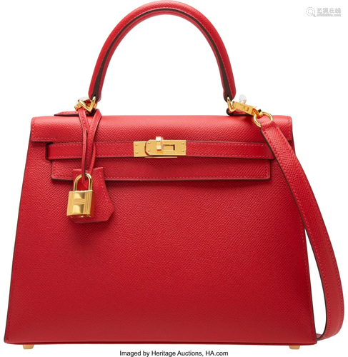 Hermès 25cm Rouge Casaque Epsom Leather Sellier