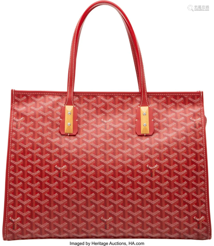 Goyard Red Goyardine Coated Canvas Tote Bag with