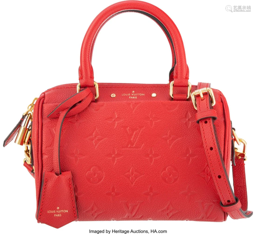 Louis Vuitton Red Empreinte Leather Speedy Bando