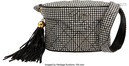 Chanel Vintage Black & White Wool Houndstooth Ba