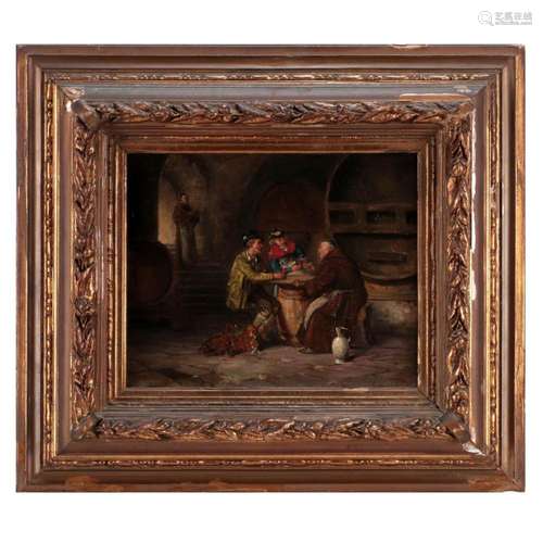 DUTCH SCHOOL, WINE CELLAR WITH FIGURES