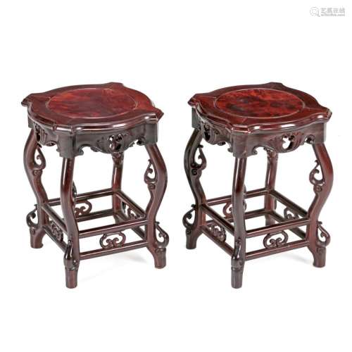 A PAIR OF CHINESE STOOLS