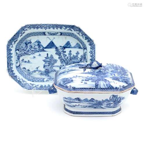 A TUREEN WITH PLATTER