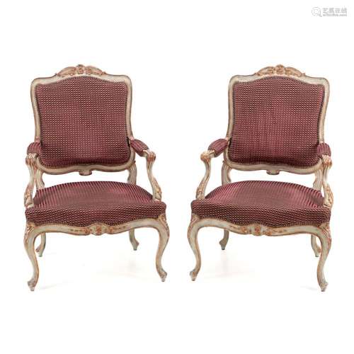 A PAIR OF LOUIS XV FAUTEUILS