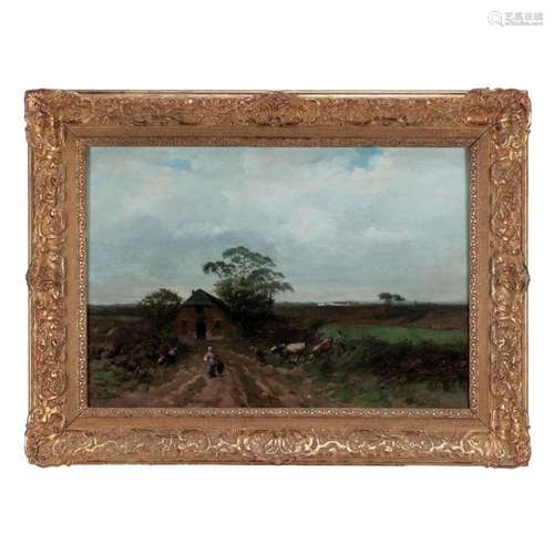 DUTCH SCHOOL (19TH CENTURY), LANDSCAPE WITH FIGURES AND BOVI...