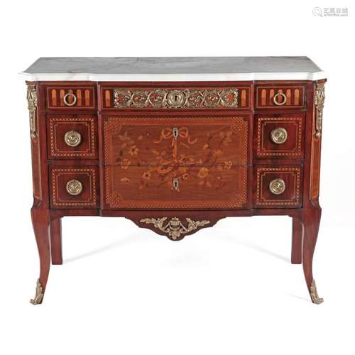 A LOUIS XV/XVI STYLE COMMODE