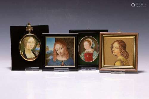 4 miniature paintings by the contemporary artist