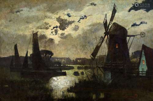 Hans Sorensen-Lund, 1859-1920, Danish artist, nocturnal