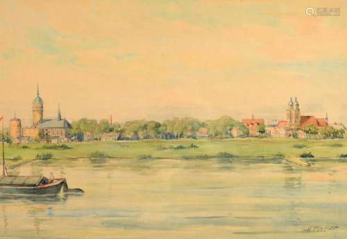 Heinrich Pieper, born 1889 Berlin, view over the Elbe on