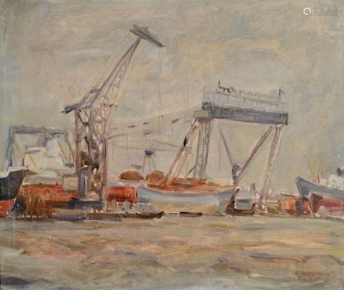 Friedrich Oehler, 1921-2001, view of the port of Hamburg