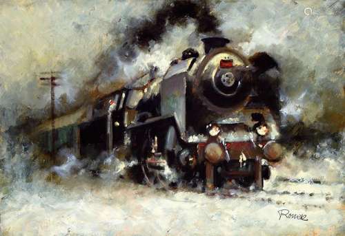 Jaroslav Ronek, 1892-1962, steam locomotive insnow